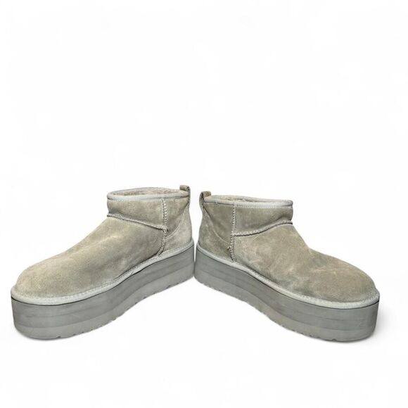 UGG Classic Ultra Mini Platform Booties Women’s 11 Gray Suede Sheepskin 1135092 - Picture 5 of 8